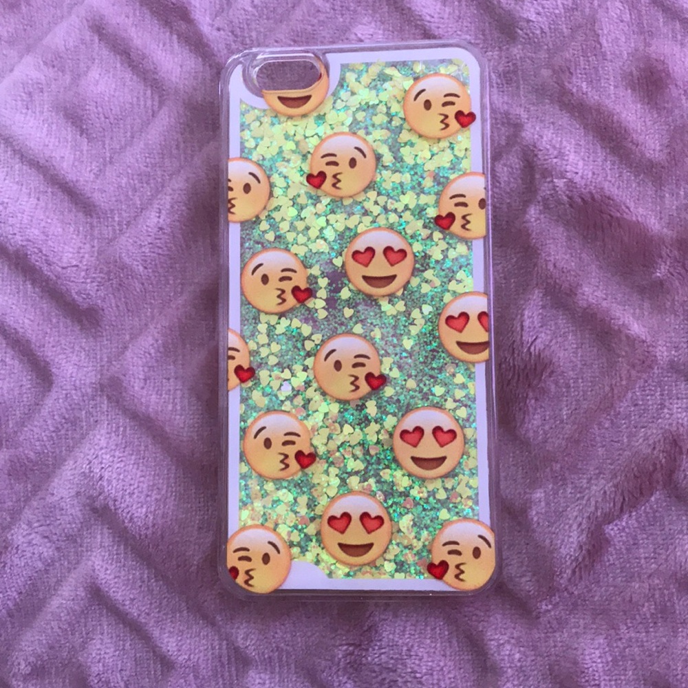iPhone 6s Plus Emoji Glitter liquid case